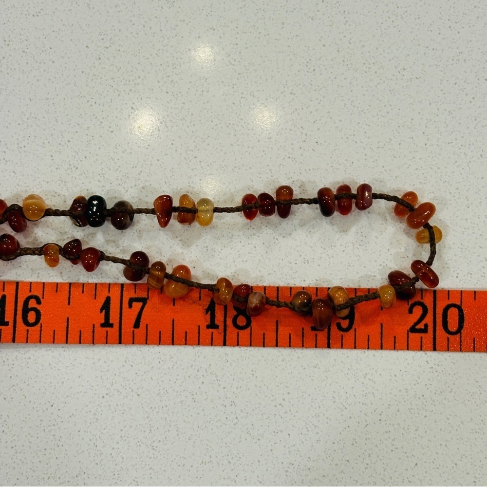 Chan Luu 40.5" Leather Cinnamon Agate Beaded Necklace Boho Layering Gemstone - Picture 13 of 14